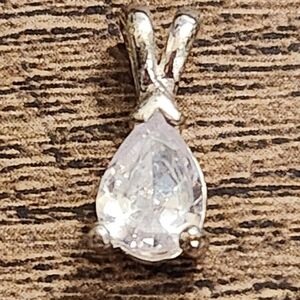 Silvertone And Glass Teardrop Pendant